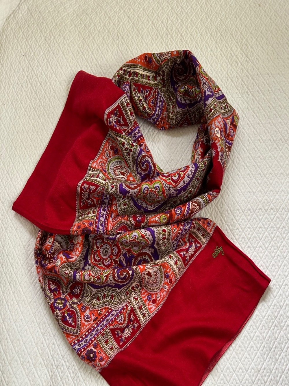 oilily vintage classic red paisley scarf - Picture 6 of 8